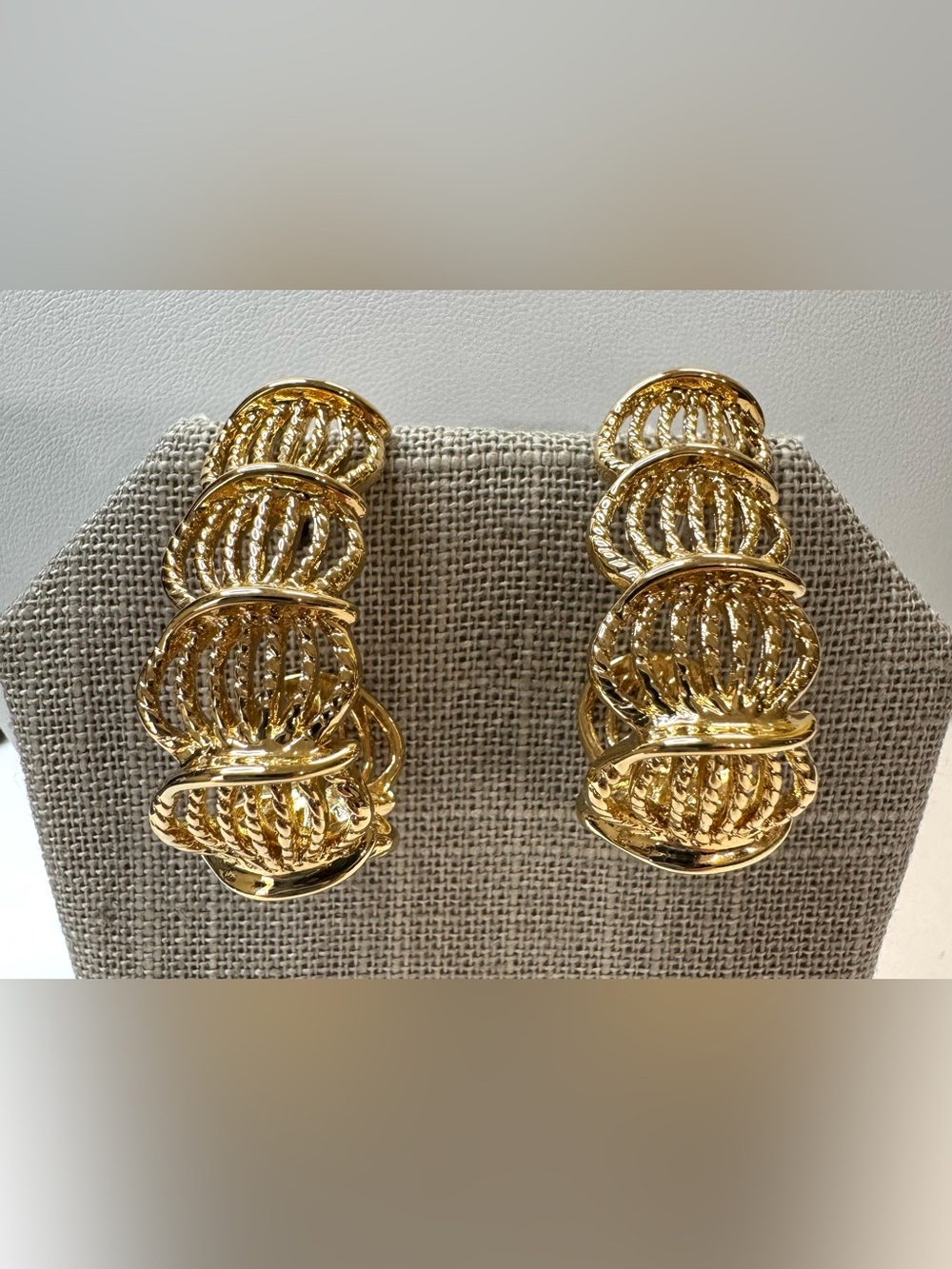 Napier Gold-Tone Chunky Half Hoop Filigree Earrings